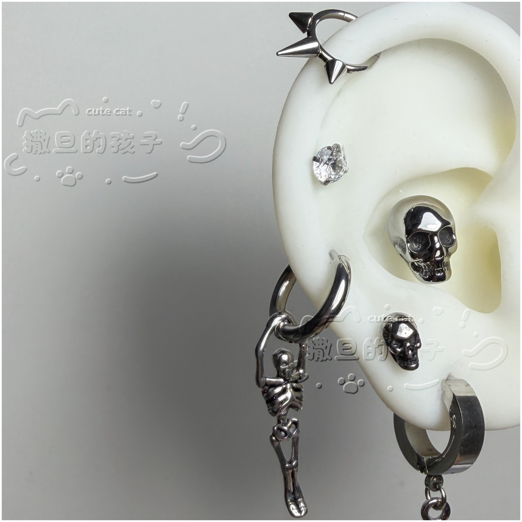 Labret stud lip piercing jewelry styling detail