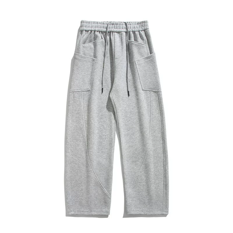 Autumn solid trend trousers for leisure, Spring/Fall 2025 model, drawstring, loose straight fit
