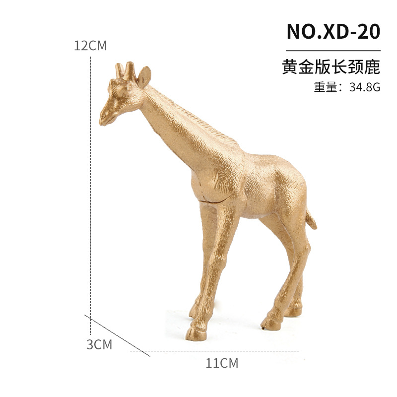 Exportación transfronteriza de oro bosque animal adornos juguetes de simulación girafa dorada leones rinocerontes caballos adornos estáticos