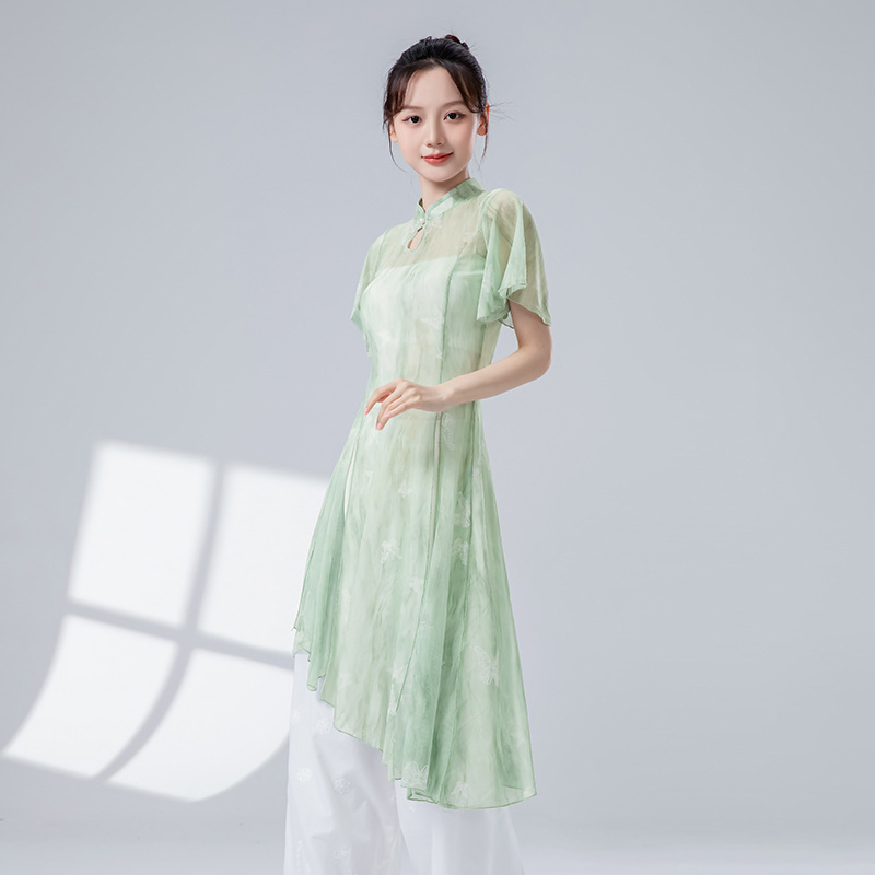 古典舞蹈裤女新款双层花边直筒镂空刺绣提花长裤练功裤日常演出服|undefined