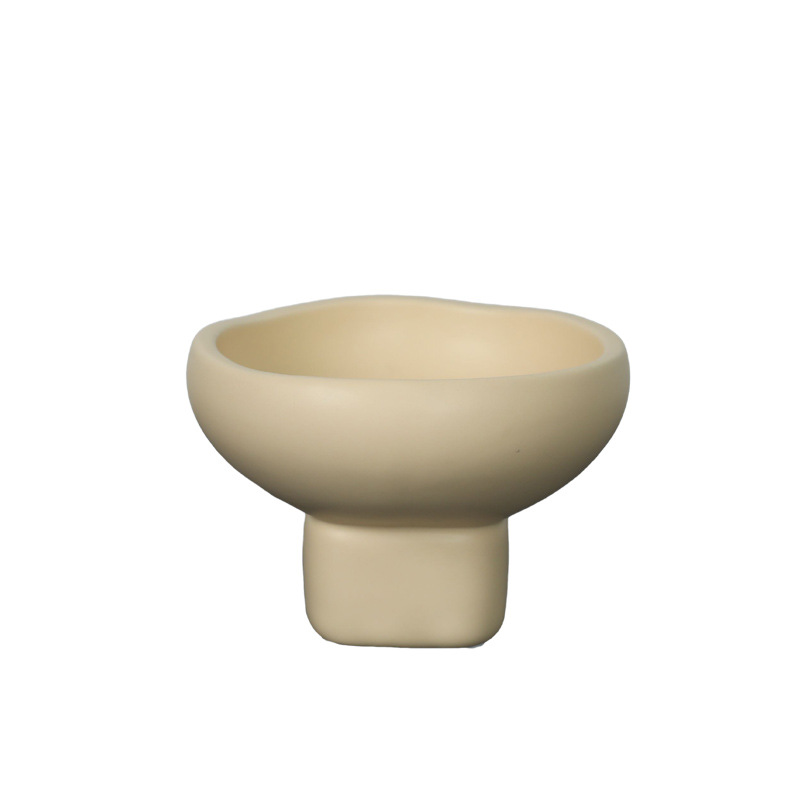 Creativo viento de crema de pie alto bandeja de frutas de cerámica moderna sala de estar decoración suave joyas bandeja de almacenamiento decoración