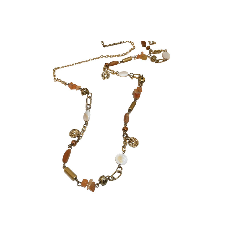 Vintage moneda antigua con flecos collar con cuentas estilo étnico retro femenino cadena de suéter largo de grava de varios elementos