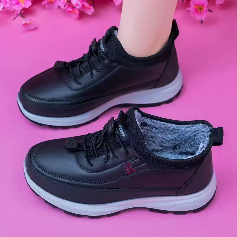 冬季加厚棉鞋女高帮中老年人加绒妈妈雪地靴奶奶短筒靴子鞋子女