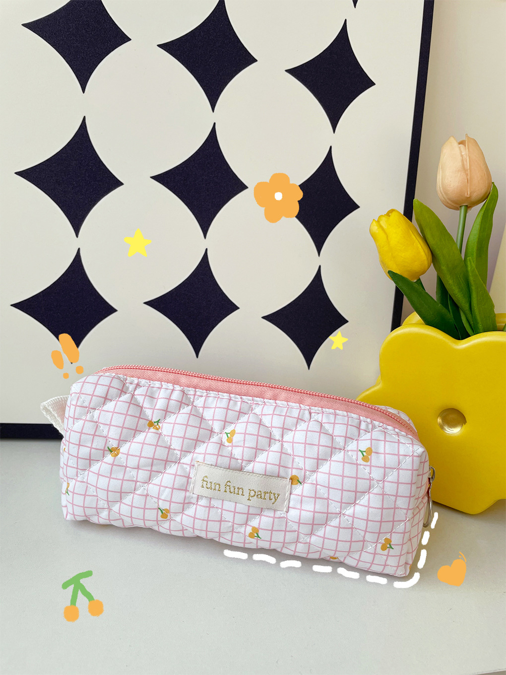 Estilo Coreano fresco de gran capacidad de la caja de lápiz del estudiante femenino caja de lápiz lindo suave bolsa de papelería bolso ocasional bolsa de almacenamiento