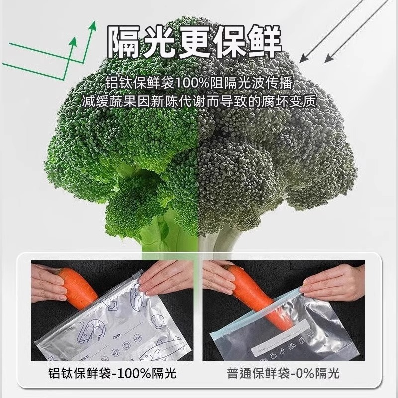 アルミホイル鮮度保持袋、冷蔵庫・冷凍庫用密封袋、ジッパー付き食品用ジッパー密封包装袋|undefined