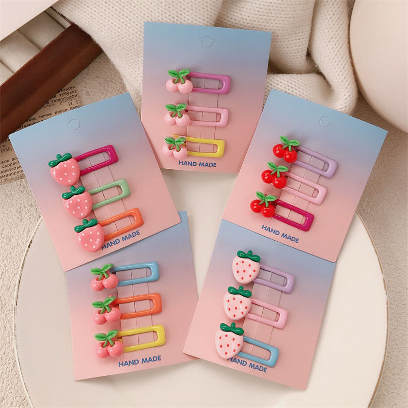 新しいセットかわいいフルーツドーパミン前髪bbクリップヘアクリップ女性のサイドヘアクリップ子供用ヘアクリップヘアアクセサリー|undefined