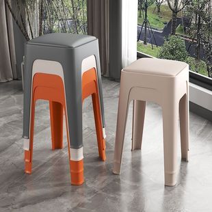 Plastic Stool for Home Use, Thickened and Sturdy for Adults, Suitable for Living Room Dining Table, Non-Slip, Stackable, Simple High Stool Bench