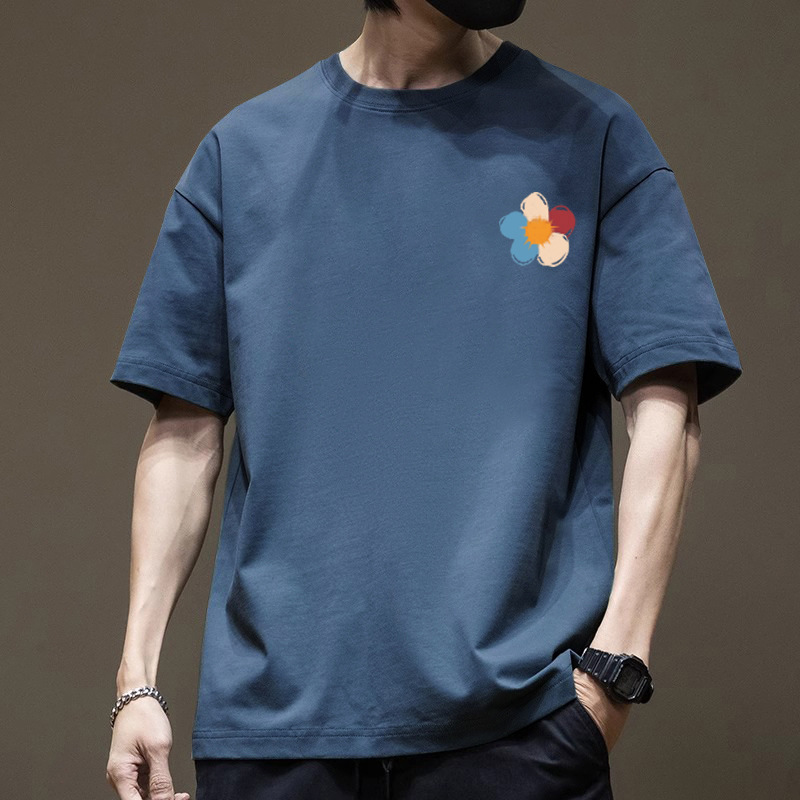 American Fashion Brand Simple Printed Short-Sleeved T-Shirt for Men and Women Summer Ins Couple Loose Round Neck Bottoming Shirt Comfortable and Breathable