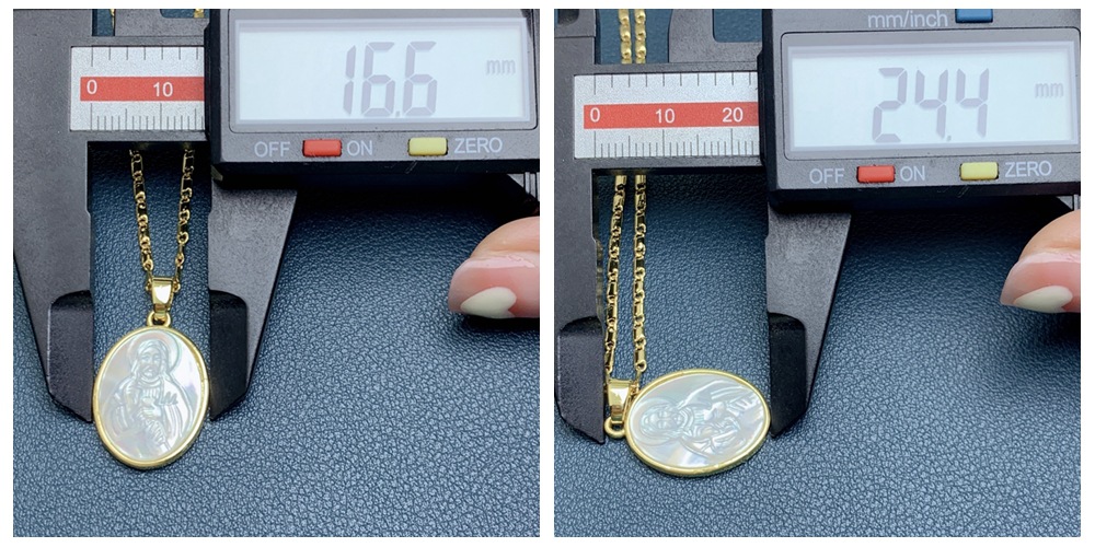 Fashion Square Oval Jesus Copper Inlaid Shell Necklace