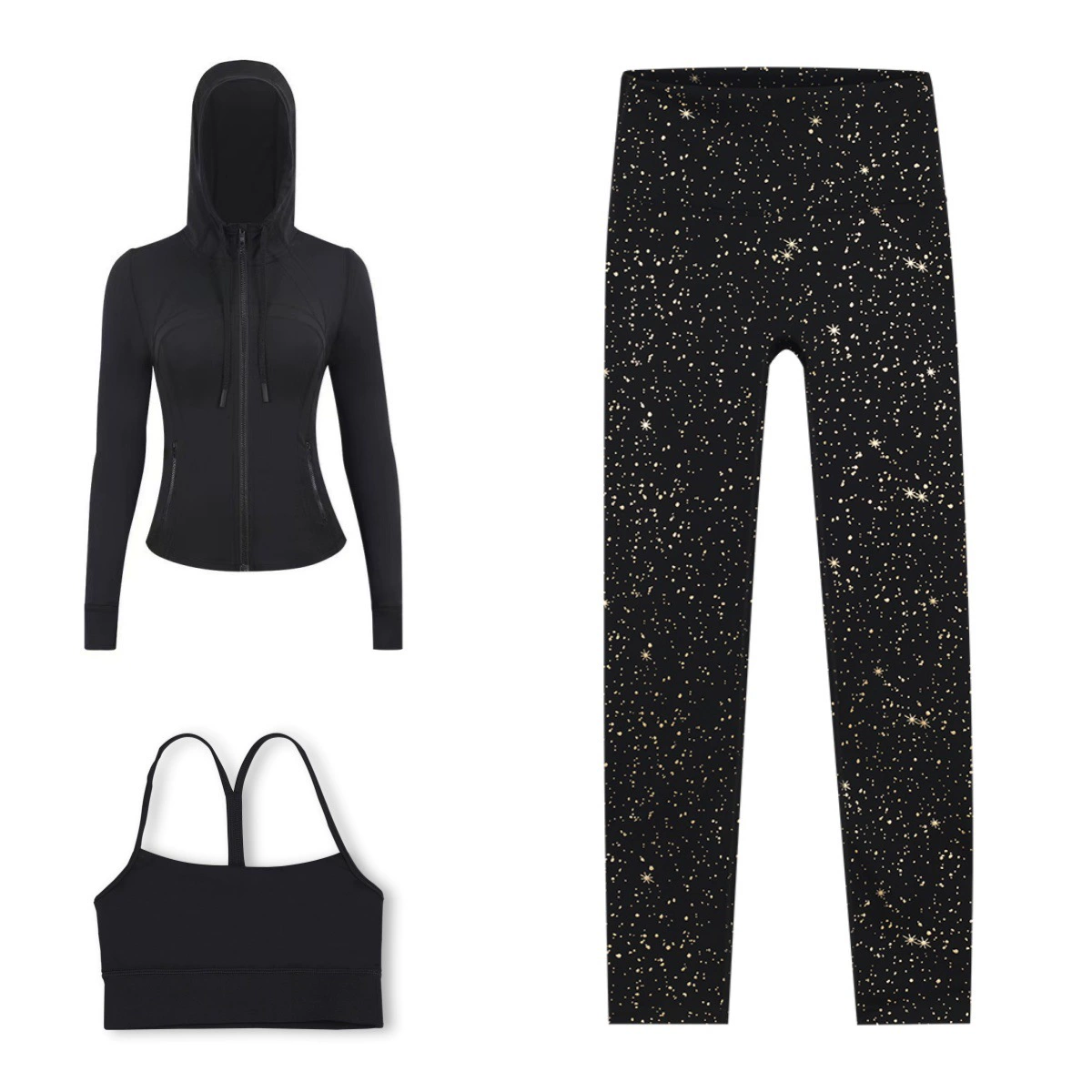 Детский костюм из трех предметов: толстовка с капюшоном LULU DF, жилет Y-образной формы, брюки с девятью карманами, золотая молния, облегающий крой, для йоги.