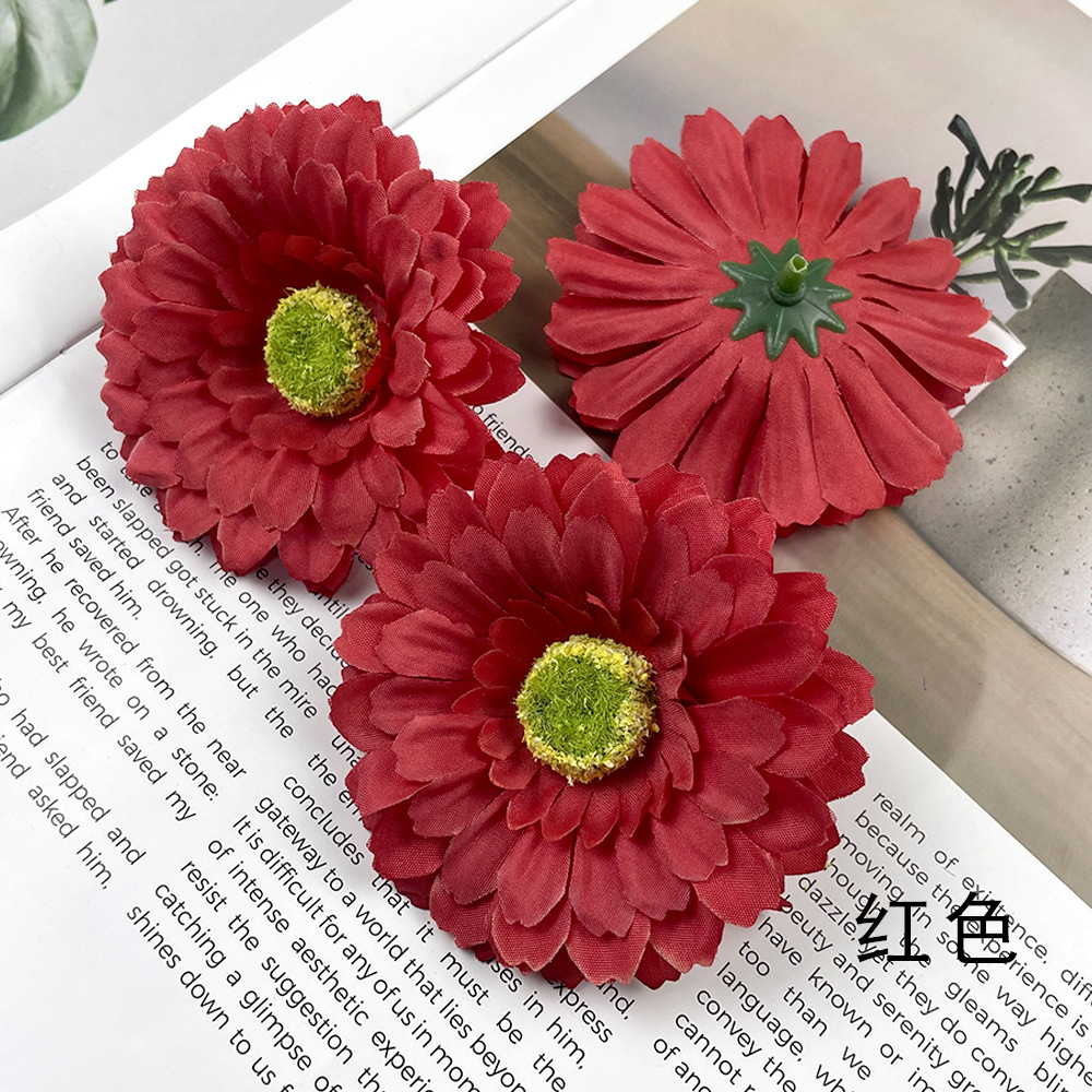 Simulación de la cabeza de gerbera Fulang crisântemo flores falsas DIY tocado material de pinza de flores de fotografía en el hogar adornos florales