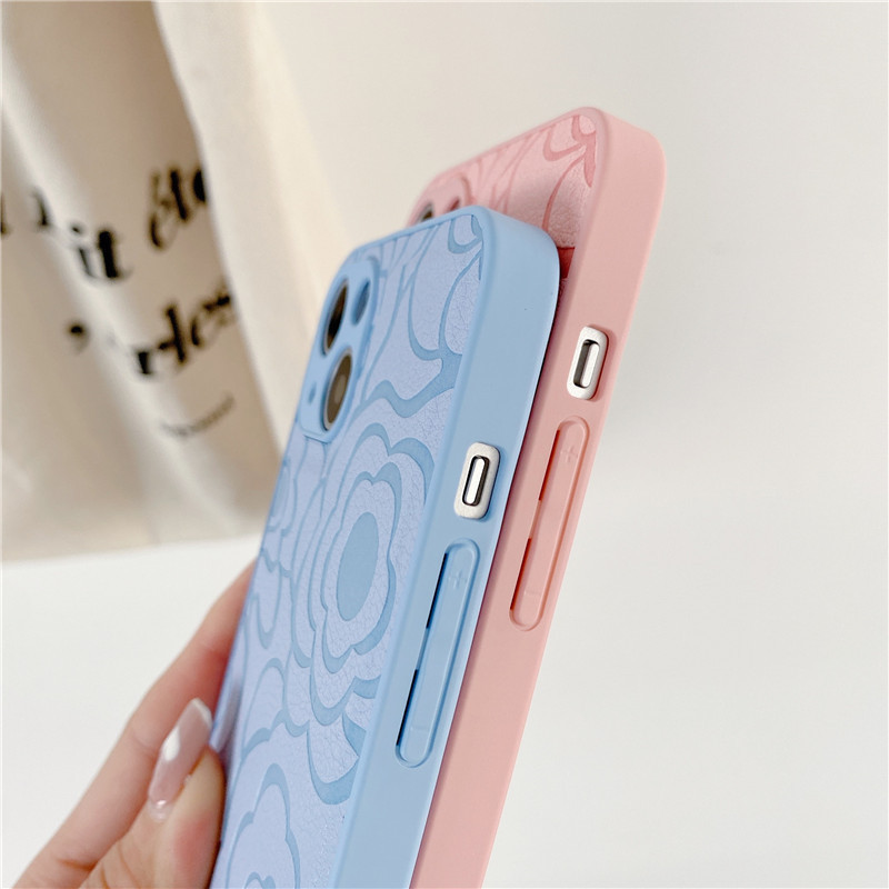 Retro Camelia IPhone13 teléfono caso 15PROMAX Apple 14 cuero 12 todo incluido aplicable 11 gota-resistente XR