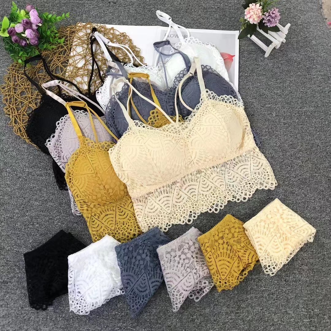 Nueva ropa interior de encaje las mujeres pequeño pecho push up cómodo deportes delgada inalámbrica belleza volver sujetador traje