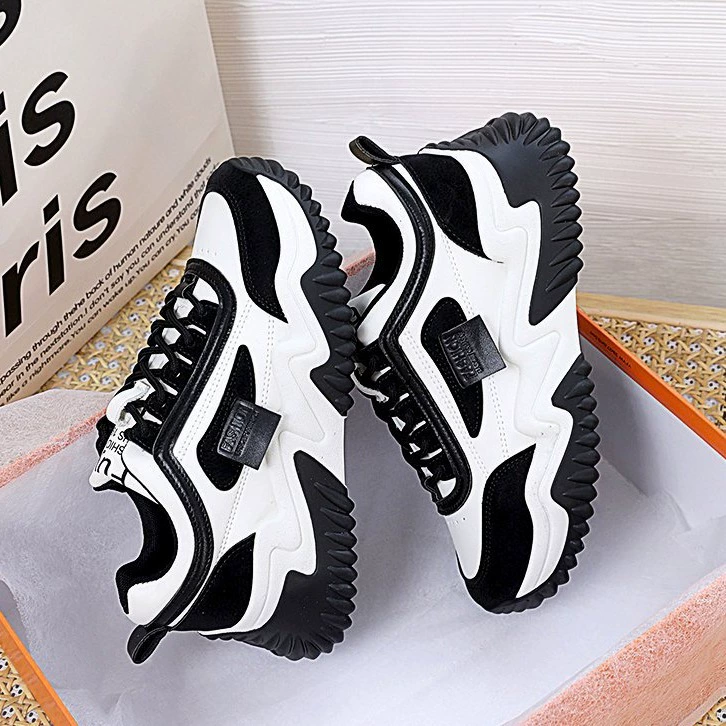 Кроссовки dad shoes (женские) корейский стиль 2025, контрастная шнуровка, ретро, осень–зима низкие