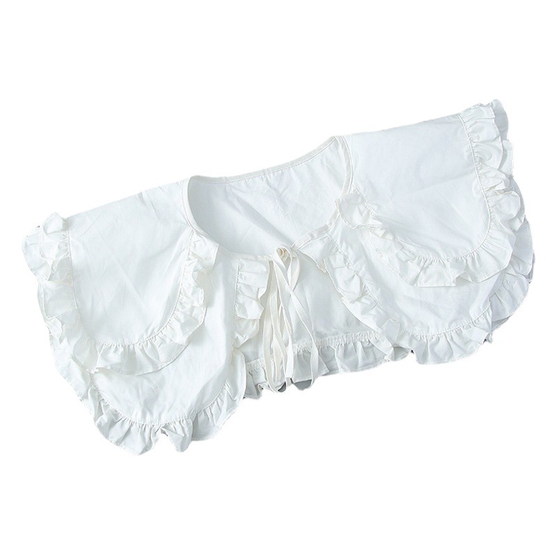 2021 New upper and lower two layers of doll collar women autumn and winter trendy ruffled Palace style small shawl false collar