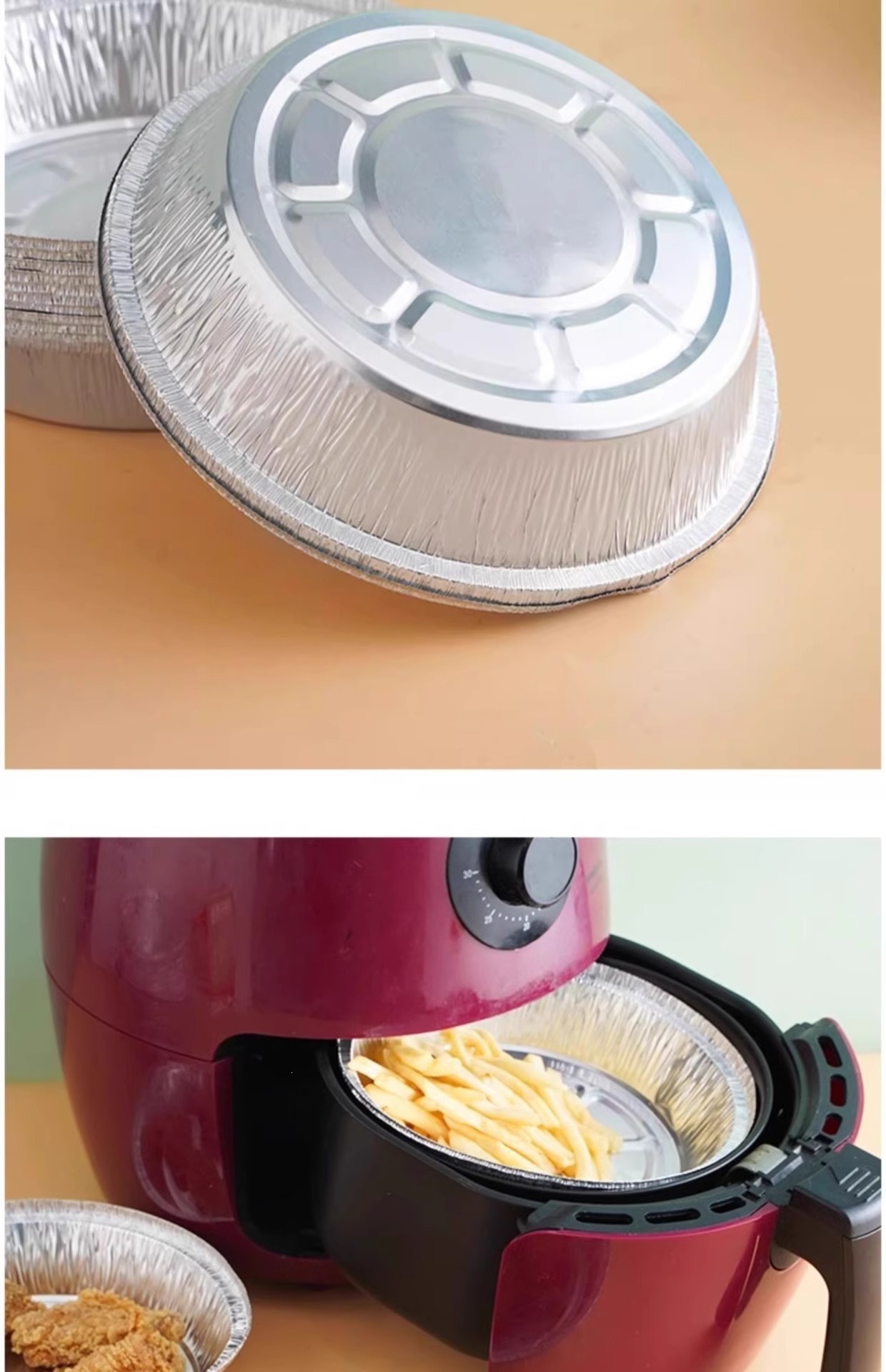 9 Inch Round Aluminum Foil Pans Deepened Thickened Disposable Baking Trays 100 Pack for Air Fryer Grill Oven preparation