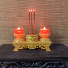 仿真电子蜡烛无烟安全春节招财家用供佛莲花灯电池式长明灯批发