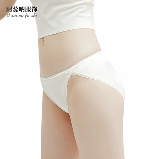 真丝内裤女纯桑蚕丝性感蝴蝶结透气短裤低腰女士三角裤批发
