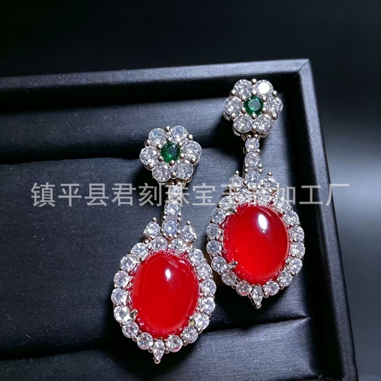 Style 3 inlaid carnelian stud earrings