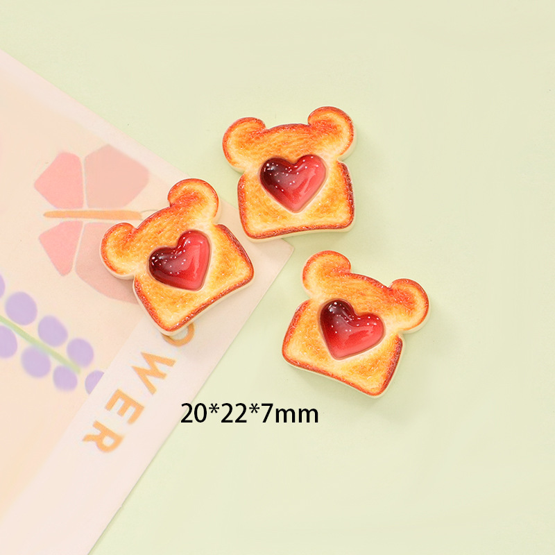 仿真小熊果酱吐司 diy奶油胶微缩食玩道具娃娃屋造景树脂饰品摆件|undefined