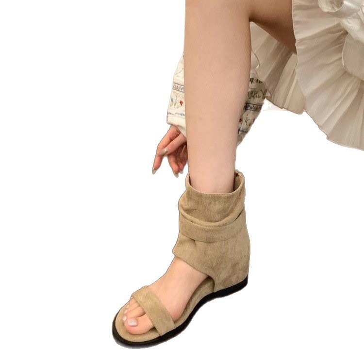 Botas altas y frescas para mujeres 2026 nuevas botas en línea retro bajas y cómodas para aumentar la altura y el verano