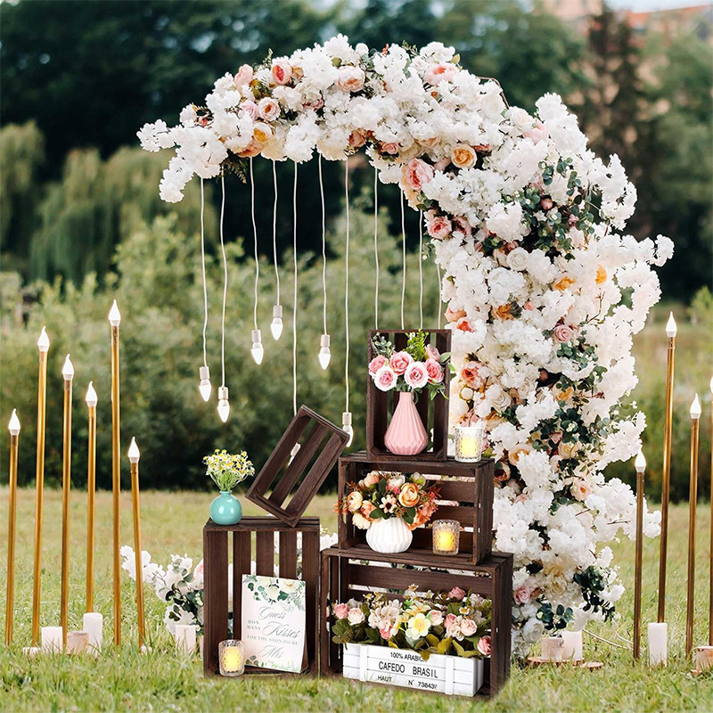 Caja de almacenamiento de madera sólida Caja de madera exhibición Caja de madera Cesta de almacenamiento Decoración de props de fotografía Cesta de supermercado de madera
