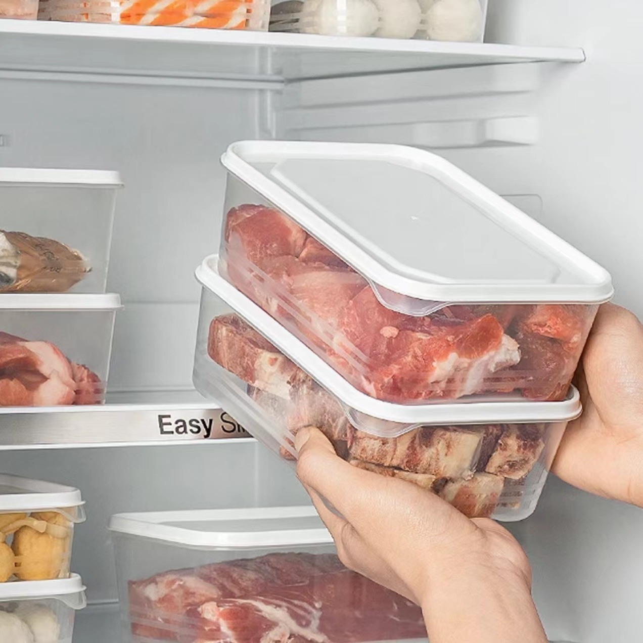 Caja de almacenamiento de refrigerador, caja de almacenamiento transparente de gran capacidad, cocina, almacenamiento de frutas y verduras, almacenamiento de alimentos