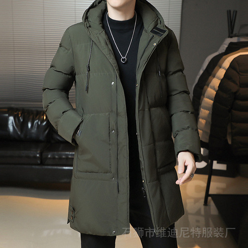 Wholesale winter new plus-size down jackets for urban young men, mid-length cold-resistant down coats for men, warm jackets