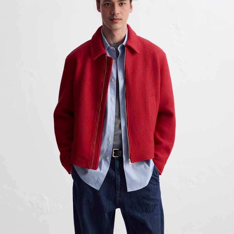 Men's Wool Lapel Bomber Jacket
