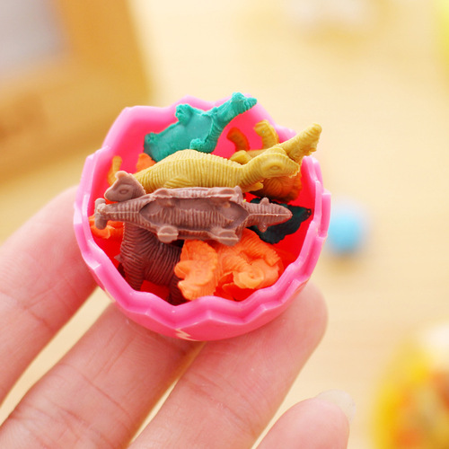 Mini Dinosaur Egg Eraser Set Children's Cartoon Stationery Wholesale Animal Eraser Kindergarten Gift Small Gift