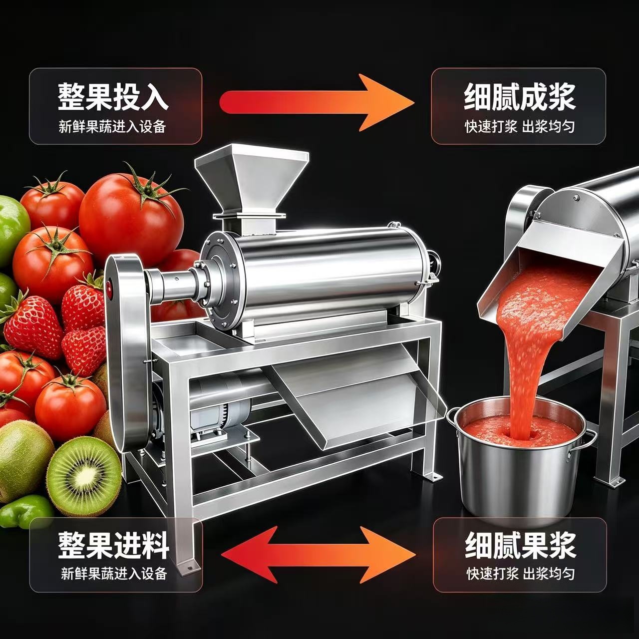Máquina de pulpación de frutas de un solo canal Máquina de pulpación de frutas y verduras de acero inoxidable Máquina de pulpación de fresa de tomate Máquina de pulpación de fruta image 4