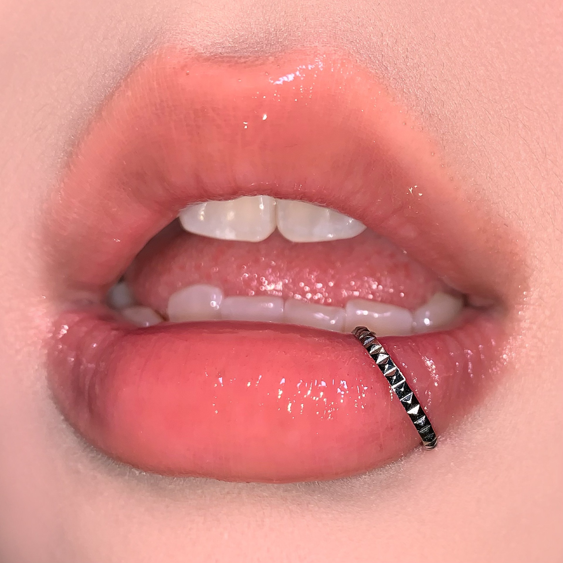 Labret piercing jewelry detail image
