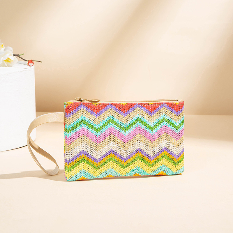 Bolso de mano tipo clutch con estampado fresco de arcoíris tejido, moda 2025, monedero para mujer, envío directo.