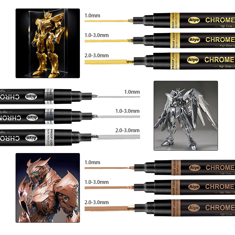 Gold pen reflective paint metal pen chrome silver marker pen DIY liquid signature model high-gloss electroplating pen