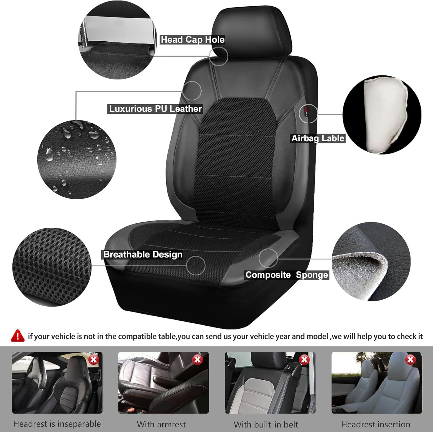 Cross-Border Pu Leather Universal Car Seat Cover Sandwich Leather Temu Amazon Meike Multi Factory Direct Sales