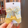 Yellow set with bow, floral print, 2 pieces