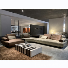 意式极简高端头层牛皮别墅轻奢大户型设计师真皮组合酒桶沙发家具