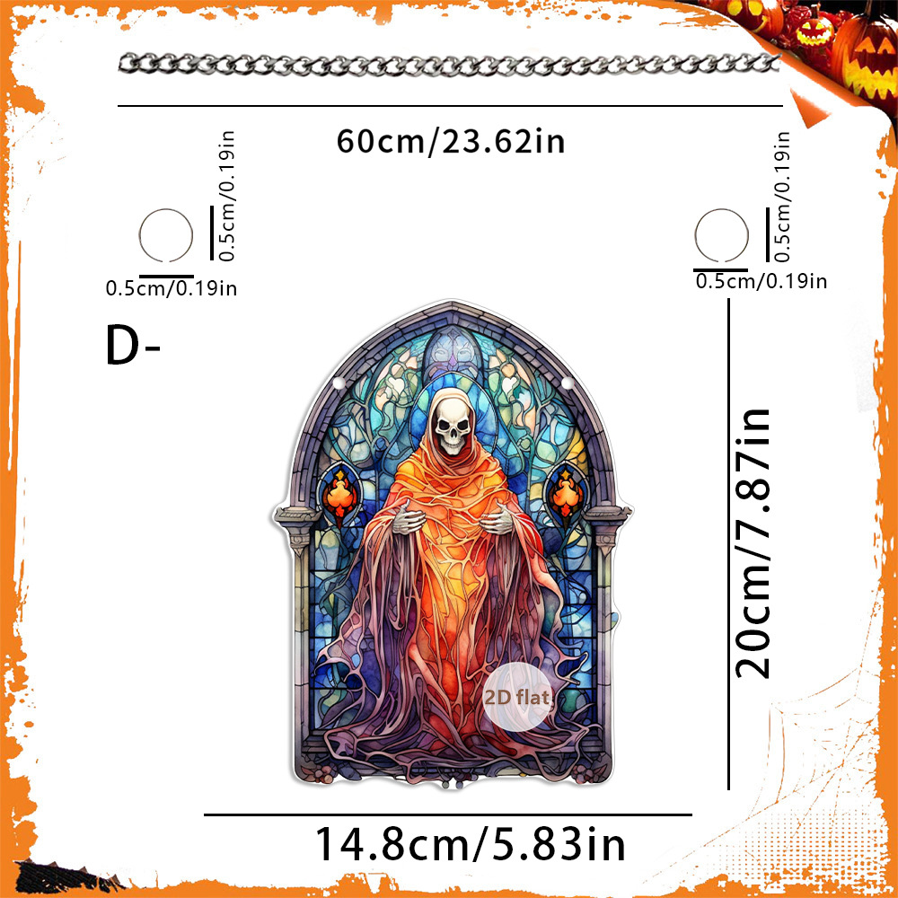 Decoración de Halloween transfronteriza cabeza de calabaza malvada 2D acrílico disco colgante ventanas de color porche colgante