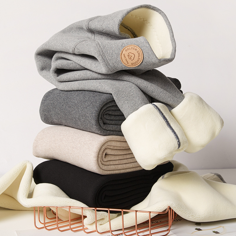 儿童羊羔绒打底裤秋冬加绒加厚外穿纯棉女童保暖裤宝宝高腰休闲裤