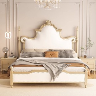 American Style Soft Bag by Solid Wood Bed Modern Simple Home Wedding Bed European Style Light Luxury Double Bed French Style Yuanbao Princess Bed