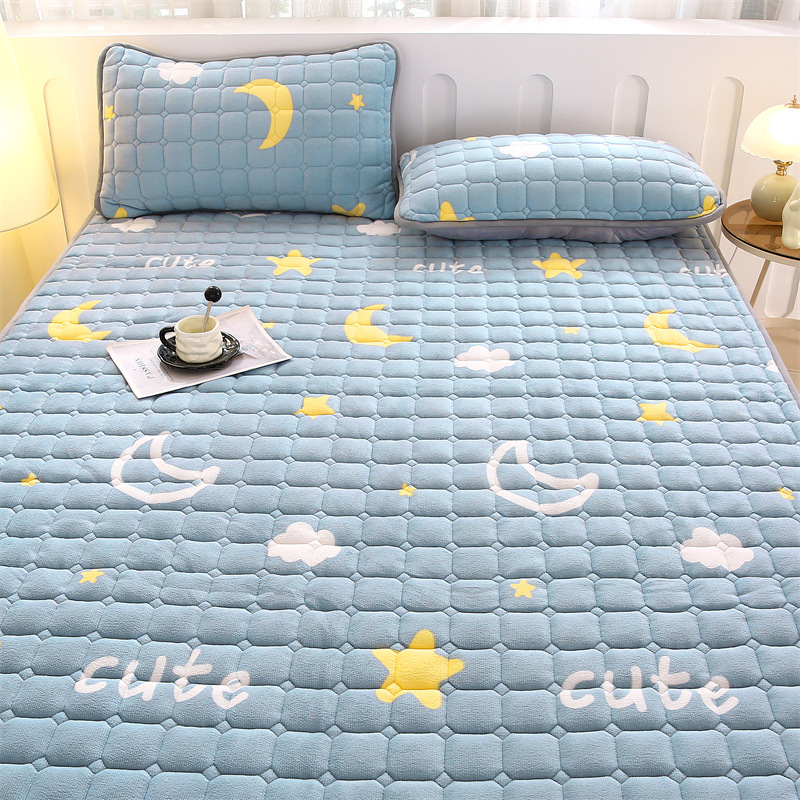 Milk Velvet Mattress Cushion for Double Household Sleeping Mat Flannel Bed Mat Warm Student Dormitory Blanket Mattress