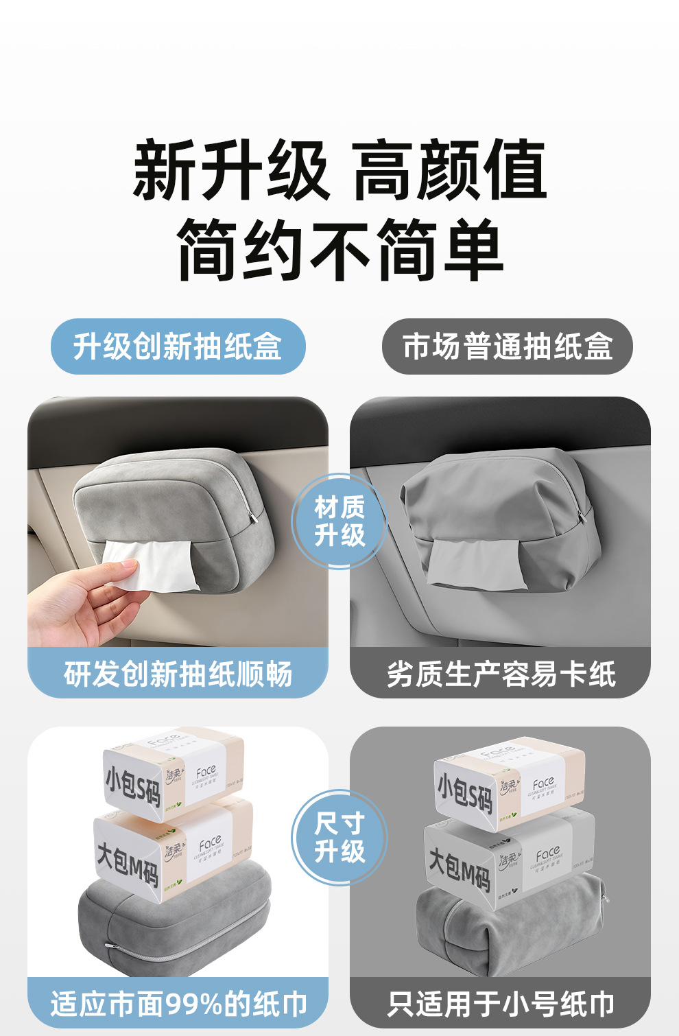 Car seat back-mounted tissue bag, multifunctional armrest box tissue dispenser, passenger-side tissue box, in-car tissue box