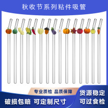 辣椒玻璃吸管透明可定制造型秋收节系列套装组合源头工厂跨境供货