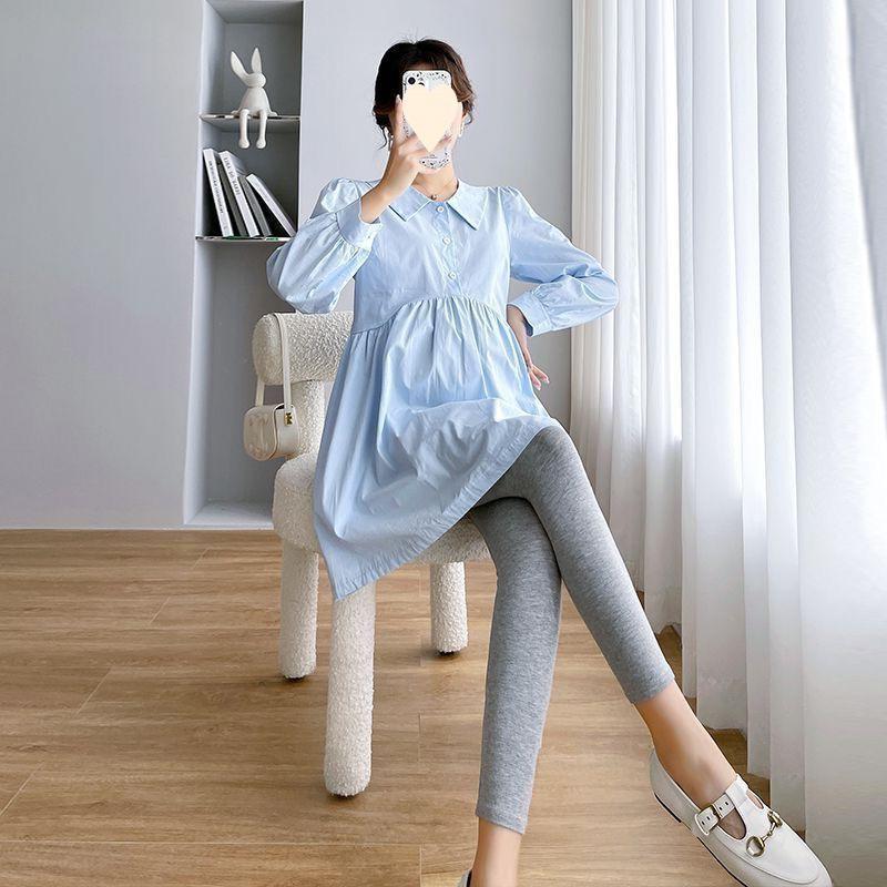 Pregnant women's autumn fashion dress top, autumn set, fresh autumn style, petite size loose long sleeve mid-length dress