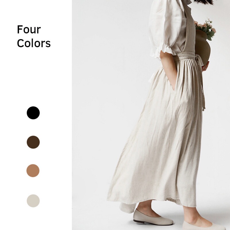 108cm Export Japanese Ins Apron Korean Style Cotton and Linen Apron Dress Gardening Art Work Apron Work Clothes