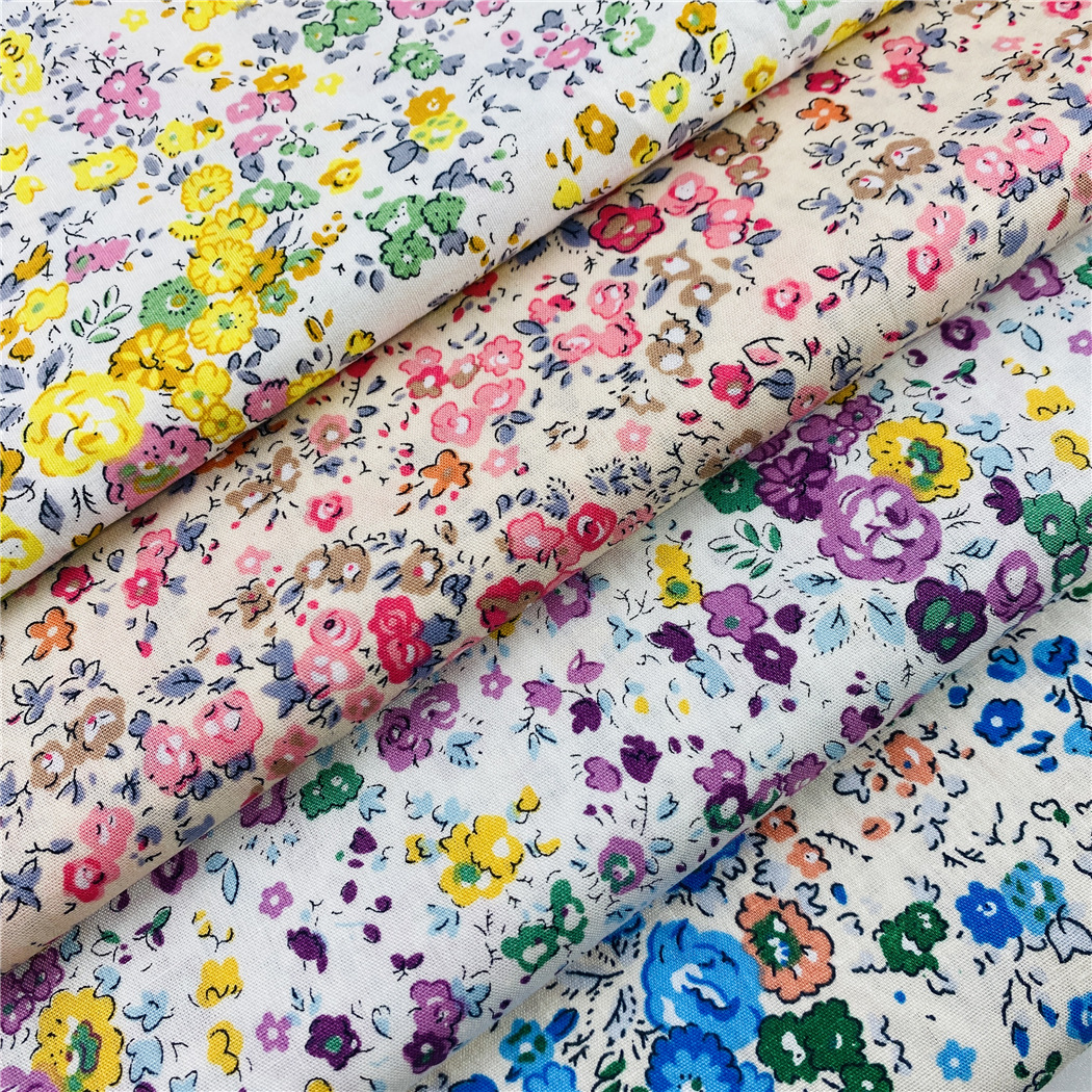 小清新田园玫瑰印花布  纯棉40支平纹府绸印小碎花 童装女装面料