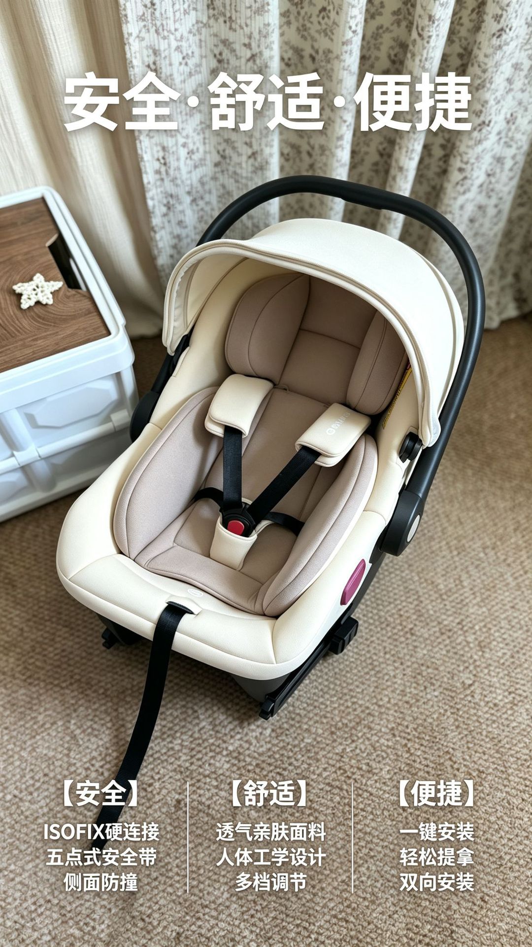 Cross-Border Child Car Safety Seat, Basket-Style Portable One-Touch Installation Baby Seat with Isofix Interface