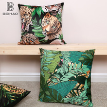 丛林系列抱枕跨境ins亚马逊热带丛林动物印花抱枕沙发座椅靠背套