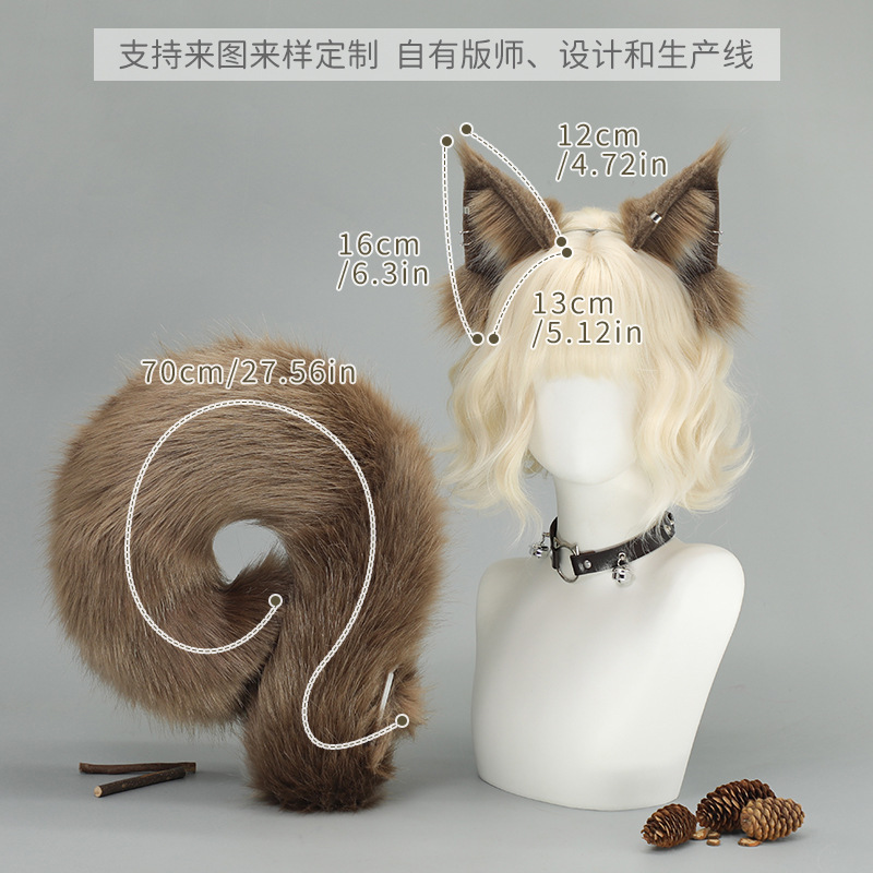 ハロウィン動物ヘアバンドリス耳リス獣耳獣尾セットコミコン仮装パーティー尾cos小道具|undefined