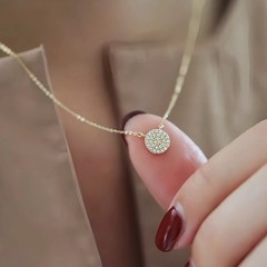 S 925純銀メッキ14k金星空円形ネックレス女性フランス軽豪華鎖骨鎖メーカー直販代理